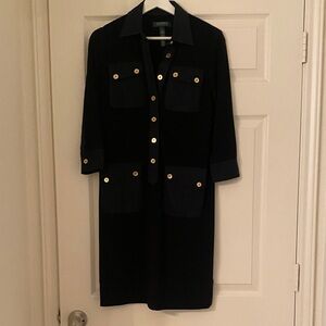 Ralph Lauren Black Button-Up Dress with Gold Accents size 2